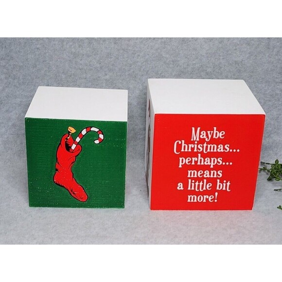 Grinch Christmas Story Stacking Boxes Cindy Lou Who Max The Dog 2 Pc Wooden NEW - Picture 6 of 8